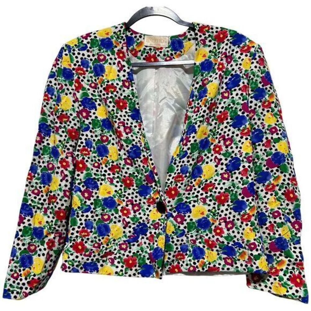 Sophisticates By Pendleton Womens Floral Print One Button Blazer Jacket Size 8